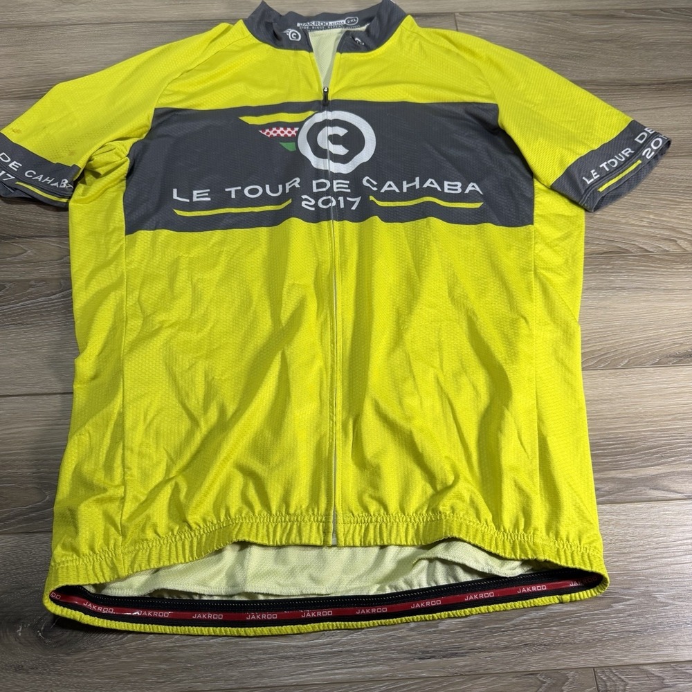Jackroo Cycling Jersey Adult 2XL Yellow Full Zip Le Tour De Cahaba Polyester